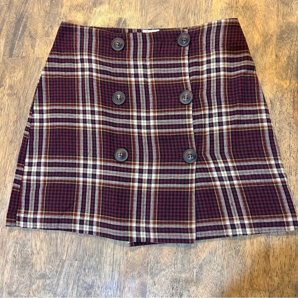 Women’s Size Small Plaid Button-Front Skirt Academia Classic Preppy Minimalist